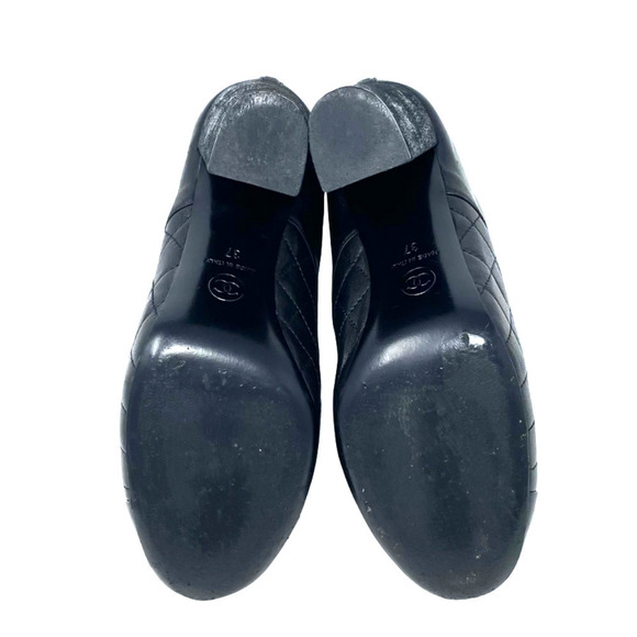 Chanel CC Logo Quilted Black Leather Patent Cap‎ Toe Lace Up Heeled Boots EU 37 - Picture 9 of 9